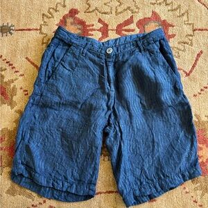 Massimo Alba rich navy Blue women XS/S 100% linen Shorts texture, made in Italy